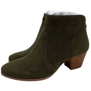 Violet & Red Womens Shoes Cupid Boots Olive Green Suede Leather Heeled Chic New